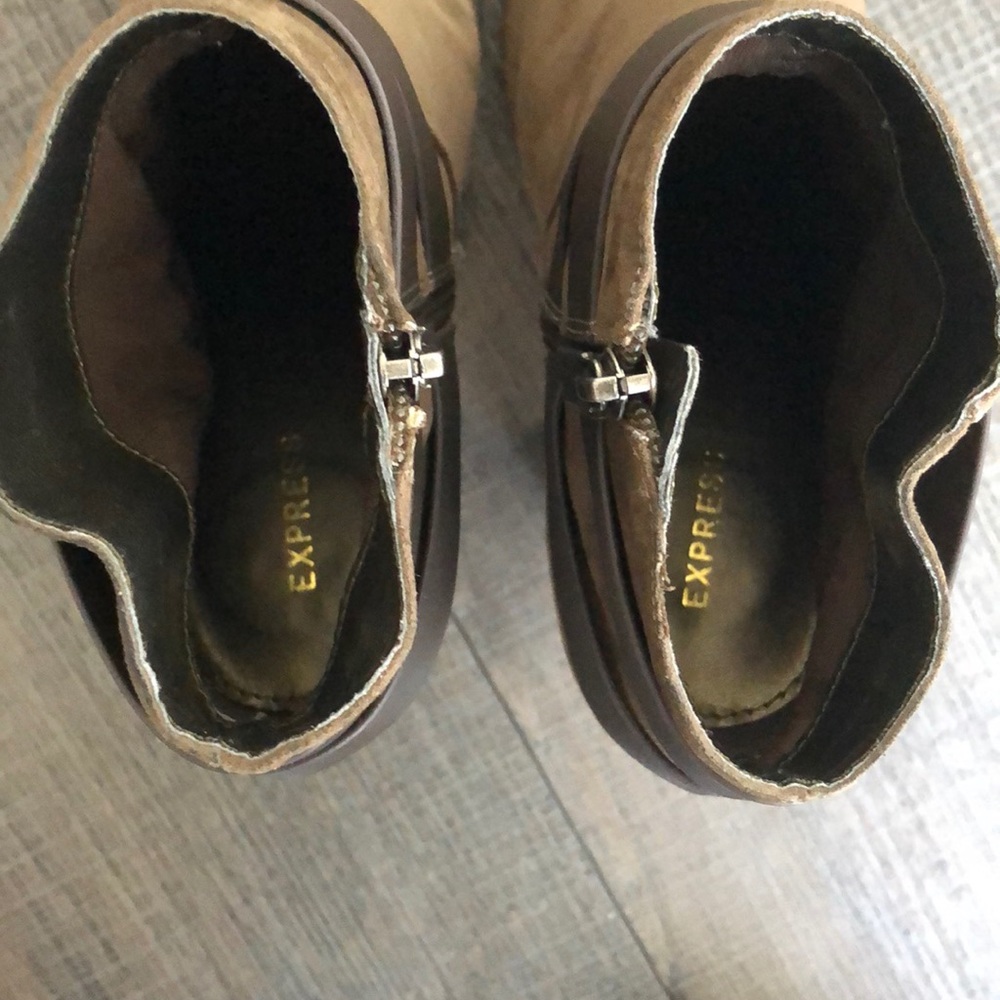 Suede Stacked Heel Booties - Picture 5 of 8